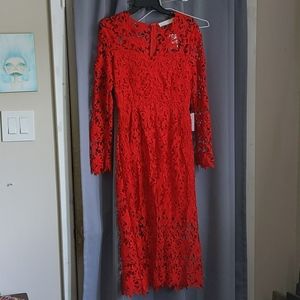 NWT Red Lace Midi Dress Size Medium